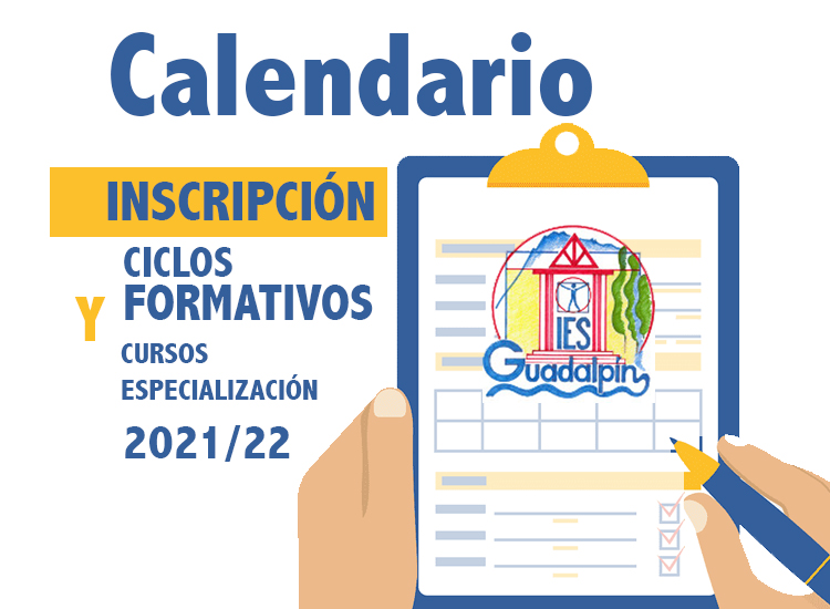Calendario de escolarización en Ciclos Formativos y Cursos de Especialización 2021 / 22